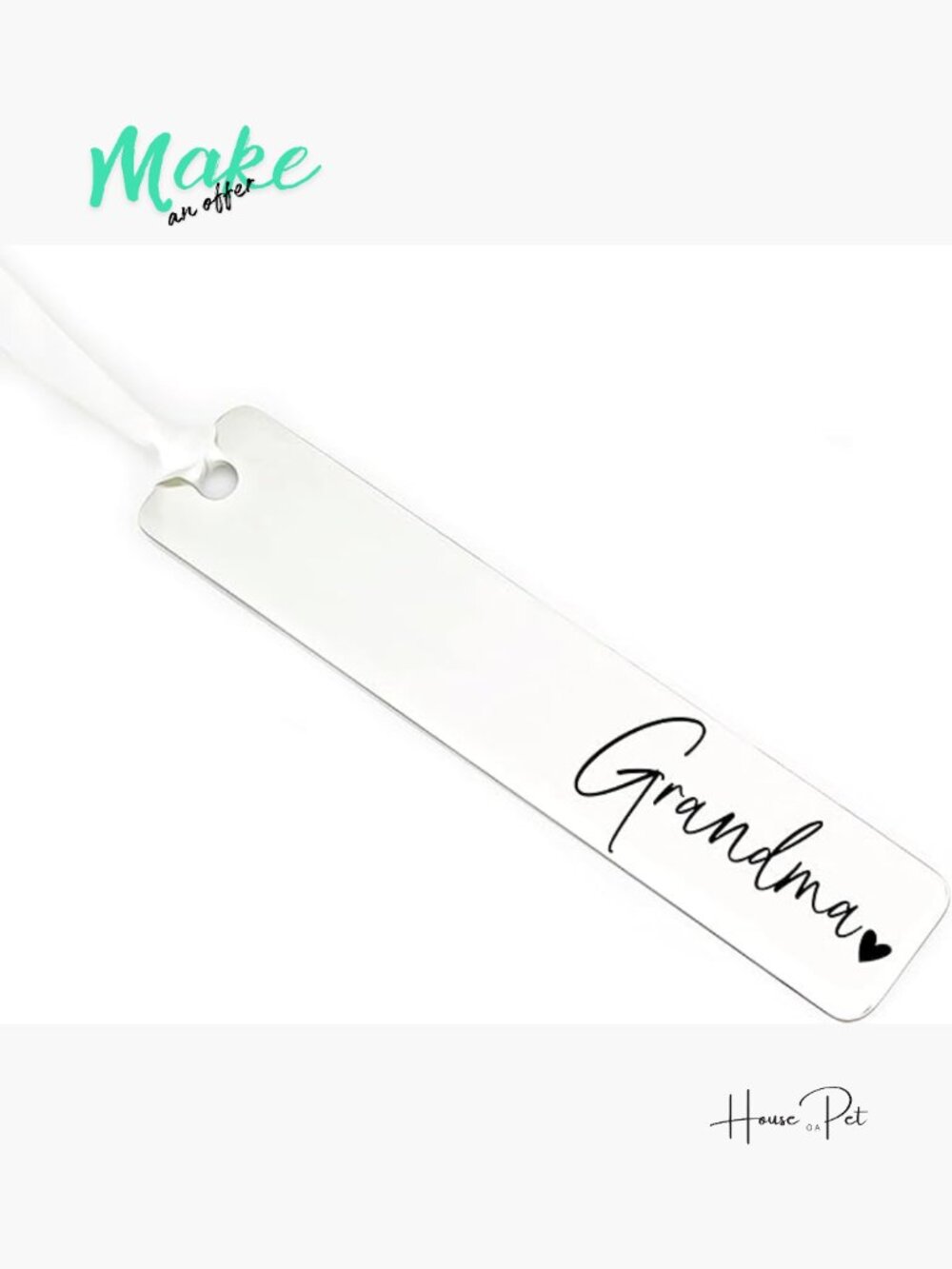 Grandma Bookmark Stainless Steel Engraved Bookmark Gift for Grandchild